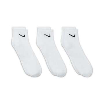 Nike Everyday Cushion Ankle Training Socks (3 Pair), Men's & Women's Ankle Socks with Sweat-Wicking Technology, White/Black, X-Large