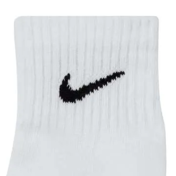 Nike Everyday Cushion Ankle Training Socks (3 Pair), Men's & Women's Ankle Socks with Sweat-Wicking Technology, White/Black, X-Large