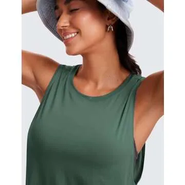 CRZ YOGA Pima Cotton Cropped Tank - Sleeveless Stylish Comfort