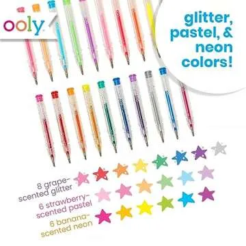 Ooly Scented Mini Doodlers Gel Set of 20 Pens - 20 Mini Glitter, Neon and Pastel Scented Gel Pens for Kids, Adults, Art Supplies, Stationery Supplies