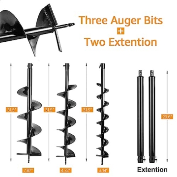TUOKE 72cc Gas Post Hole Digger with Auger Bits