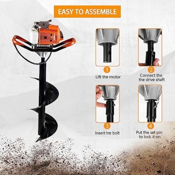TUOKE 72cc Gas Post Hole Digger with Auger Bits