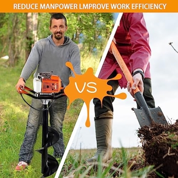 TUOKE 72cc Gas Post Hole Digger with Auger Bits