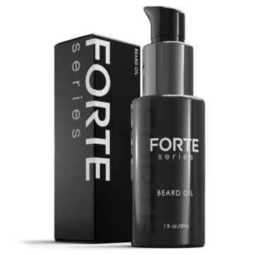 Forte Series Premium Beard Oil with Hydrating Oils and Vitamin E for Soft, Healthy Facial Hair, Blac...