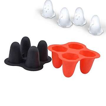 Set of 3 Ghost Ice Cube Trays, Halloween Party Ghost Silicone Molds for Chocolate Fondant Candy Jello Shot, Cake Muffin Baking Pan, Mini Soap Candle Wax Crayon Melt Mould (Random Color)