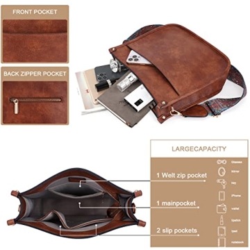 Vegan Leather Hobo Crossbody Bag with Guitar Strap