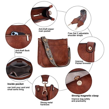 Vegan Leather Hobo Crossbody Bag with Guitar Strap