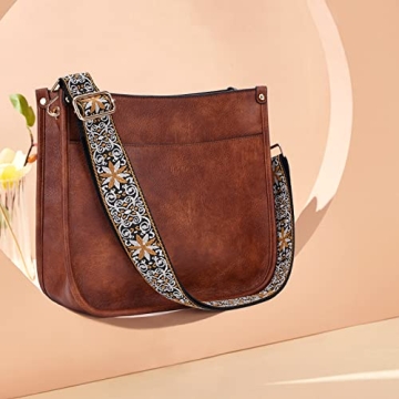 Vegan Leather Hobo Crossbody Bag with Guitar Strap