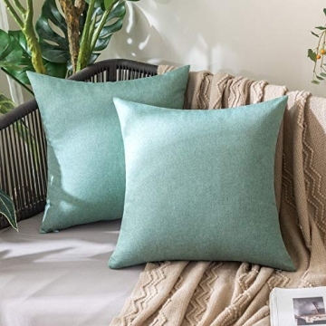 MIULEE Pack of 2 Decorative Outdoor Solid Waterproof Throw Pillow Covers Linen Garden Farmhouse Cush...