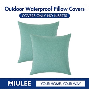 MIULEE Waterproof Pillow Covers for Indoor Outdoor Use