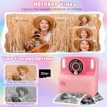 Instant Print Camera for Kids - Perfect Gift for Ages 3-12!