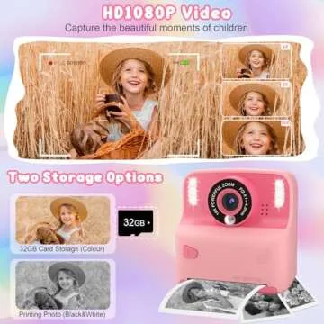Instant Print Camera for Kids - Perfect Gift for Ages 3-12!