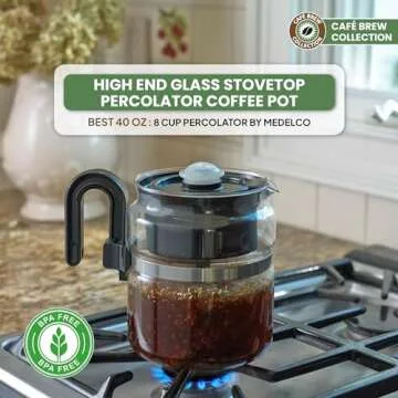 Café Brew Collection 8-Cup Glass Stovetop Percolator - Craftsmanship Meets Flavor