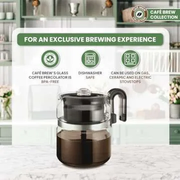 8-Cup Glass Stovetop Percolator - Versatile Coffee Brew