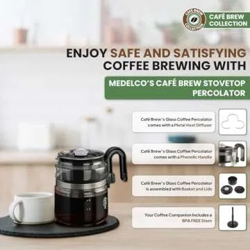 8-Cup Glass Stovetop Percolator - Versatile Coffee Brew