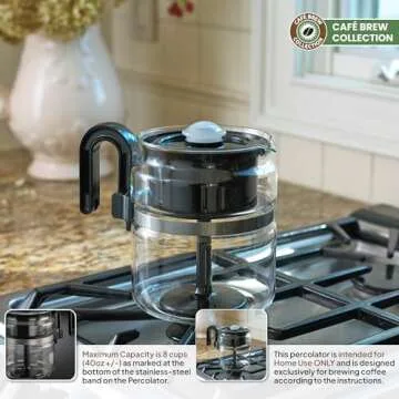 8-Cup Glass Stovetop Percolator - Versatile Coffee Brew