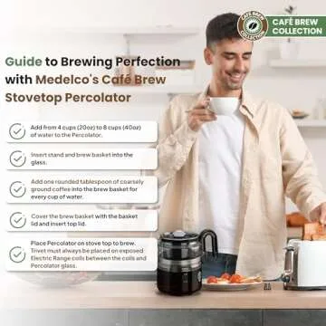 8-Cup Glass Stovetop Percolator - Versatile Coffee Brew