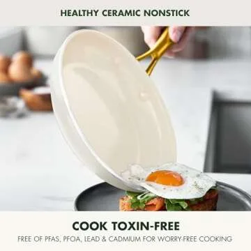 GreenPan Swift 12 Piece Cookware Pot and Pans Set, PFAS & PFOA-Free Healthy Ceramic Nonstick, Gold S...
