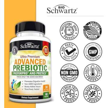 Prebiotics for Advanced Gut Health - Immune System Support & Dietary Fiber - Fuels Good Bacteria Growth to Promote Digestive Health - Gas & Digestion Support - Probiotics for Men & Women - 60 Capsules