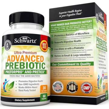 Prebiotics for Advanced Gut Health - Immune System Support & Dietary Fiber - Fuels Good Bacteria Growth to Promote Digestive Health - Gas & Digestion Support - Probiotics for Men & Women - 60 Capsules