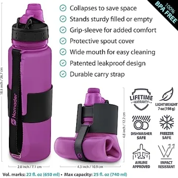 Nomader BPA Free Collapsible Leak Proof Water Bottle