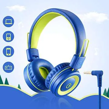 Noot Products Kids Headphones with Microphone K12: Stereo 5ft Long Cord with Volume Limit