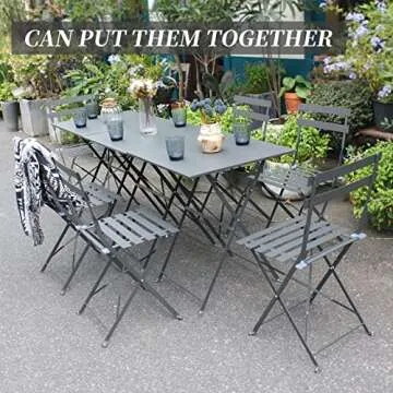 SUMETURE Patio Bistro Set (3Pcs, Grey) - Folding Outdoor Furniture, Modern Furniture with Anti-Skid ...
