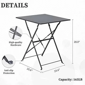 SUMETURE Patio Bistro Set: Modern Folding Furniture Solution