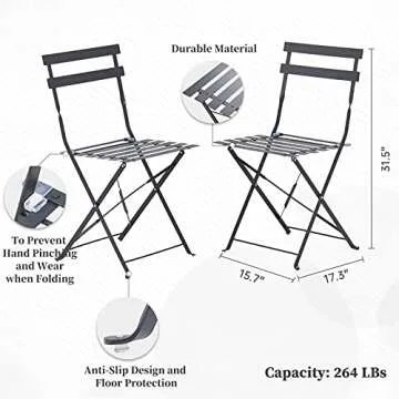 SUMETURE Patio Bistro Set: Modern Folding Furniture Solution