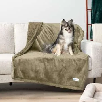 PetAmi WATERPROOF Dog Blanket for Medium Large Dog, Pet Puppy Blanket Couch Cover Protection, Sherpa Fleece Cat Blanket, Sofa Bed Furniture Protector Reversible Soft Plush Washable, 60x40 Taupe Taupe