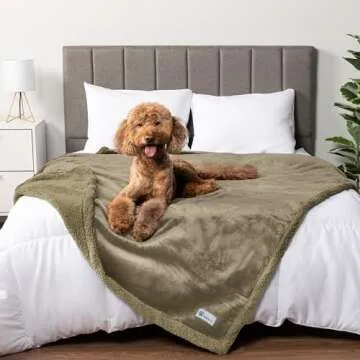 PetAmi WATERPROOF Dog Blanket for Medium Large Dog, Pet Puppy Blanket Couch Cover Protection, Sherpa Fleece Cat Blanket, Sofa Bed Furniture Protector Reversible Soft Plush Washable, 60x40 Taupe Taupe
