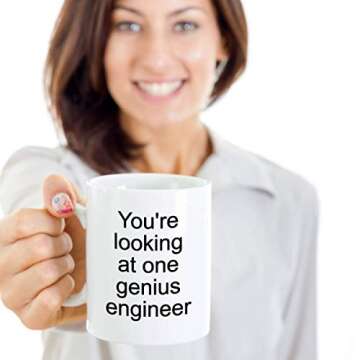 Engineer Mug - You’re Looking At One Genius - Great Gift Idea - Mechanical Electrical Data Computer Aerospace Quality Enginer (11 oz)