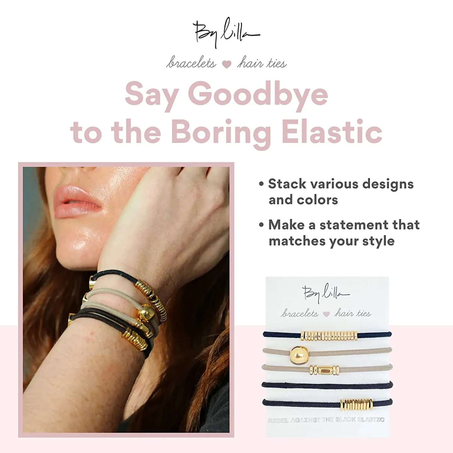 By Lilla Mini Stack Ponytails - 5 Stylish Hair Tie Bracelets