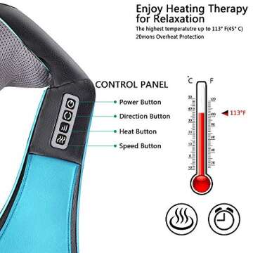 Neck Back and Shoulder Massager, Electric Shiatsu Massager with Heating, Deep Tissue 3D Kneading Pre...