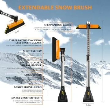 Helloleiboo Extendable Ice Scraper & Snow Brush
