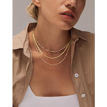 NECOCY Gold Herringbone Necklace for Stylish Women