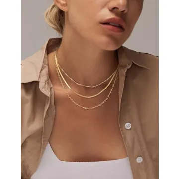 NECOCY Gold Herringbone Necklace for Stylish Women