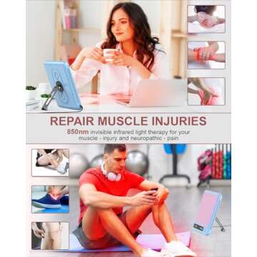 Red Light Therapy for Face, 225 Dual Chip Portable Red Light Therapy Panel Device with 660nm Red Light & 850nm Near Infrared Light Lamp with Stand Timer for Body Face Pain Relief Skin Care (Blue)