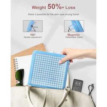 Red Light Therapy for Face, 225 Dual Chip Portable Red Light Therapy Panel Device with 660nm Red Light & 850nm Near Infrared Light Lamp with Stand Timer for Body Face Pain Relief Skin Care (Blue)