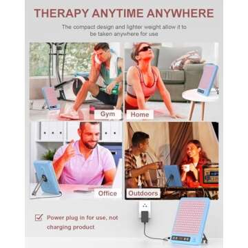 Red Light Therapy for Face, 225 Dual Chip Portable Red Light Therapy Panel Device with 660nm Red Light & 850nm Near Infrared Light Lamp with Stand Timer for Body Face Pain Relief Skin Care (Blue)