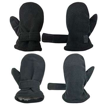 N'Ice Caps Baby Toddler Mittens Kids 2 Pairs Fleece Gloves Winter Warm Sherpa Lined