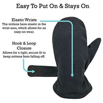 N'Ice Caps Baby Toddler Mittens Kids 2 Pairs Fleece Gloves Winter Warm Sherpa Lined