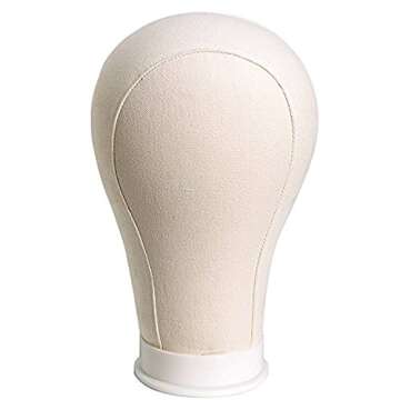 22" Canvas Block Head Mannequin Head Wig Display Styling Head With Mount Hole (22")