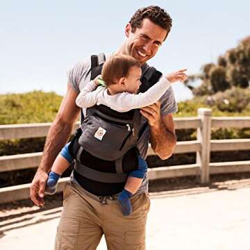 Ergobaby Ergonomic Multi-Position Original Baby Carrier with Cool Air Mesh (7-45 Pounds), Charcoal Grey