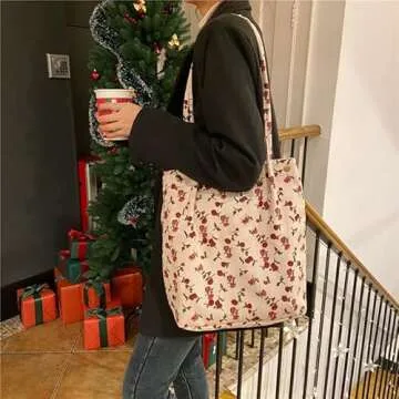 Stylish PAZIMIIK Corduroy Tote Bag for Women