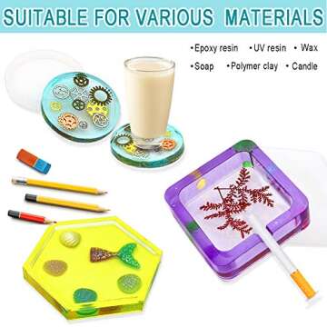 Resin Molds, 37 Pieces Silicone Molds Resin Epoxy Resin Casting Art Molds for DIY Cup Pen Soap Candle Holder Ashtray Flower Pot Coaster Pendant Cylinder Cuboid Hexagon Molds Father's Day Gift