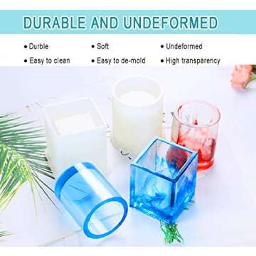 Resin Molds, 37 Pieces Silicone Molds Resin Epoxy Resin Casting Art Molds for DIY Cup Pen Soap Candle Holder Ashtray Flower Pot Coaster Pendant Cylinder Cuboid Hexagon Molds Father's Day Gift