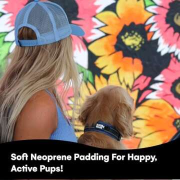 Black Rhino Reflective Dog Collar - Heavy Duty Adjustable Comfort Collar with Ultra Soft Neoprene Pa...