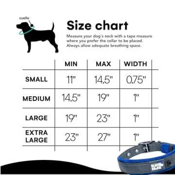 Black Rhino Reflective Dog Collar - Heavy Duty Adjustable Comfort Collar with Ultra Soft Neoprene Padding for All Breeds - Weatherproof, Lightweight Dog Collars for Large Dogs (Large, Blue/Grey)