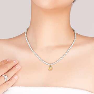 wgoud Natural Freshwater Pearl Choker Necklace for Women, Trendy 14K Gold Plated Handmade Pearl Necklaces Jewelry Gift (Necklace G)